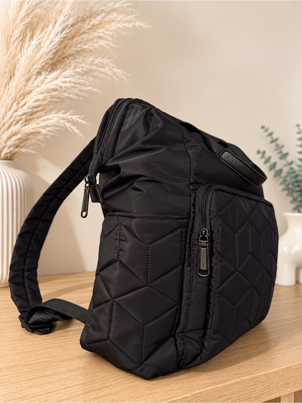 Steve Madden Quilted Black Backpack